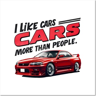 I like cars more than people Humorous Auto Enthusiast tee 2 Posters and Art